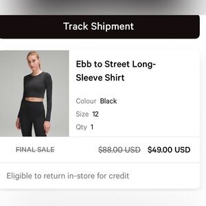 Lululemon Cropped Black Long Sleeve